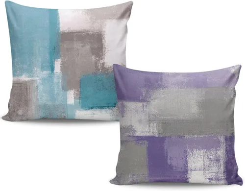 Vista 15 de Juego de 2 fundas de almohada, arte abstracto de 16 x 16 pulgadas, cuadradas, decoración del hogar, fundas de almohada decorativas para sofá