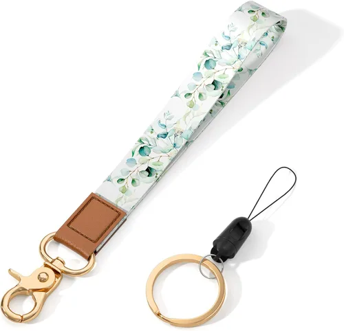 Vista 21 de Cordón de muñeca para llaves, lindo cordón de correa de muñeca, soportes para llavero, llavero de pulsera, correas de muñeca para llaves Flor negra