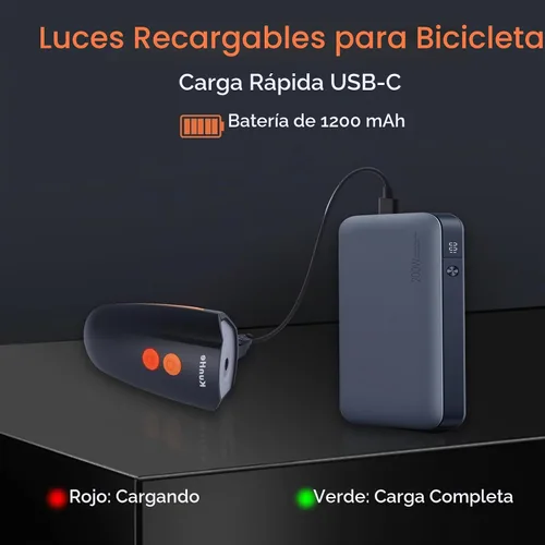 Vista 5 de Kunhe Rechargeable Bicycle Front and Rear Lights with Horn 1200mah Battery 120dB Bicycle Bell 150 lumens 3 Light Modes 5 Horn Modes Suitable for