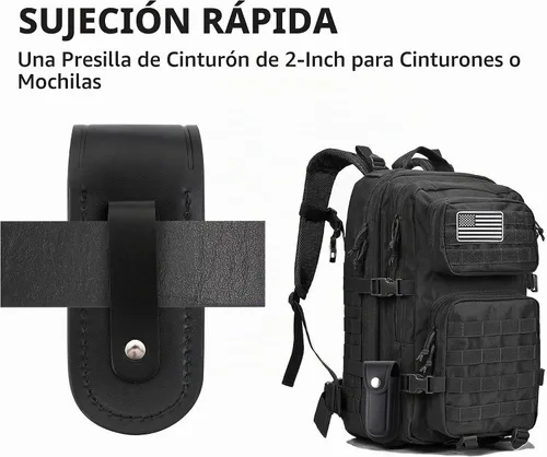 Vista 3 de Funda para cuchillo de bolsillo, estuche plegable de 4" para cuchillo de bolsillo EDC, funda de cuchillo portátil de cuero con cierre de presión