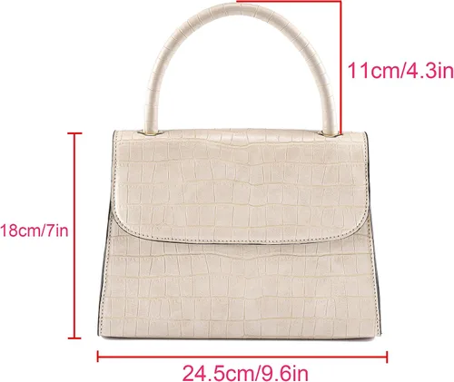 Vista 2 de Ayliss Bolso de mano de cocodrilo pequeño para mujer bolso de hombro clásico bolso de mano con asa superior bolso de cuero sintético con cremallera