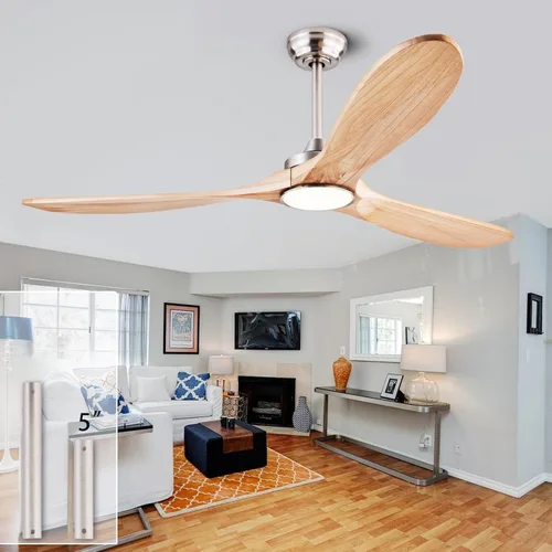Vista 24 de 52” Silent Solid Wood Ceiling Fan Light, with 6-speed remote control, black