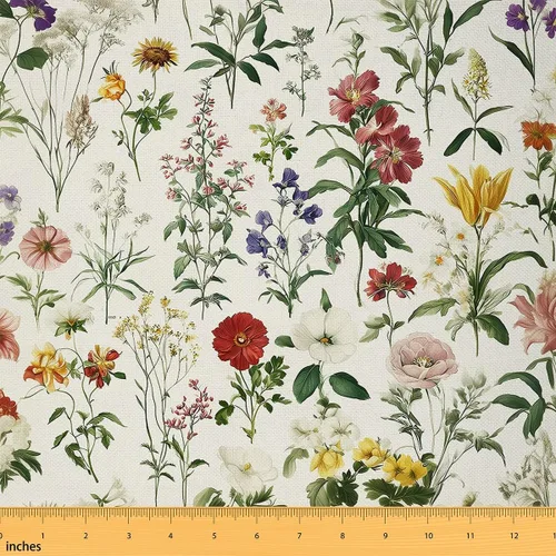 Vista 12 de Feelyou Tela de Flores Groovy por Yarda 1 Yarda Niños Retro Floral Boho Tela de Tapicería para Sillas para Niños Niñas Adolescentes Años 70 Hippie