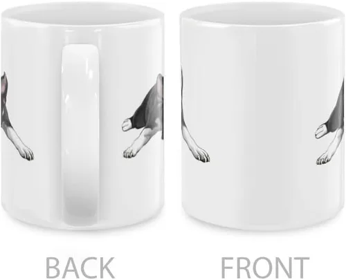 Vista 3 de MUGBREW Boston Terrier - Taza de café de cerámica con diseño de perro acostado y mirando hacia arriba, 11 onzas
