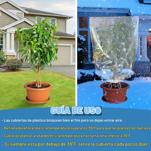 Vista 4 de ANPHSIN 6 Piezas Cubierta de Plantas de Invierno Protección contra Congelación - 24" x 32" Bolsas de Plástico para Heladas de Plantas con Cordón