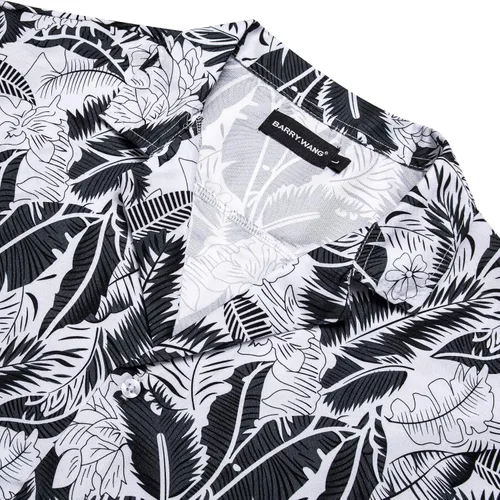 Vista 5 de YOHOWA Camisa hawaiana de manga corta para hombre, casual, con botones, para fiesta de brisa en la playa