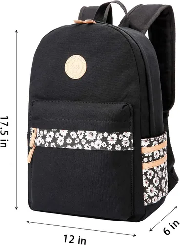 Vista 2 de Mygreen - Mochila de tela ligera estilo casual, mochila de viaje, Negro, Flor Portátil de 15 Pulgadas), A1306BK