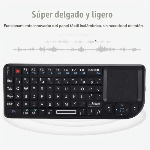 Vista 4 de Teclado táctil inalámbrico de 2.4 GHz, súper delgado y ligero, recargable, ultra delgado, USB retroiluminado, Plug and Play, compatible con HTPC