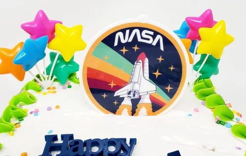 Vista 3 de NASA Space Travel Exploration Rocket Ship - Juego de decoración para pastel de cumpleaños
