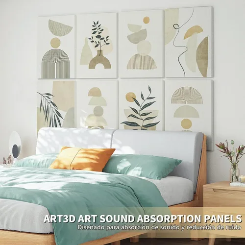 Vista 8 de Art3d paneles insonorizantes para pared 48"x32", paquete de 8 paneles acústicos de pared con arte, paneles de pared decorativos y absorbentes
