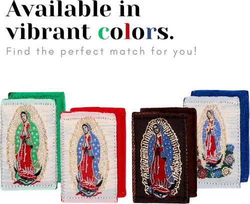 Vista 3 de Collar Escapulario Marrón y Verde Pack de 3 Escapulario Católico Mexicano de Nuestra Señora de Guadalupe