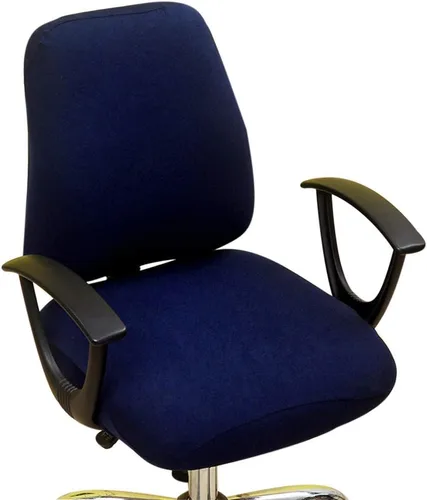 Vista 4 de Funda para silla de oficina de computadora, funda protectora dividida y elástica para sillón giratorio, fundas lavables para sillas de comedor Negro