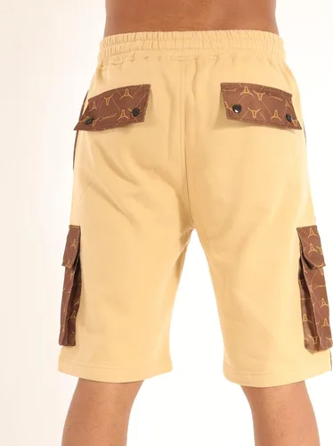Vista 4 de SCREENSHOT Pantalones cortos de forro polar para hombre Urban NYC Hip Hop Utility Fit Premium Varsity Street Fashion Sweatshorts acanalados
