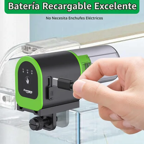 Vista 7 de FREESEA Alimentador Automático de Peces para Acuario: Pequeño Dispensador Automático de Comida para Peces de Vacaciones Recargable por USB