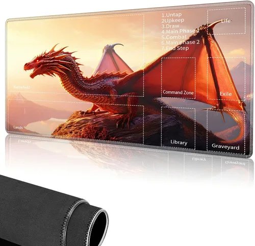 Vista 36 de Tapete de juego para MTG, tapete de juego de cartas cosido con zona mágica para juegos de cartas MTG, (17.4 x 13.8 pulgadas), tapete de juego