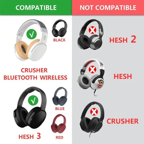 Vista 2 de Almohadillas de repuesto para Skullcandy Venue Wireless ANC, almohadillas para auriculares de piel de proteína para Skullcandy Crusher