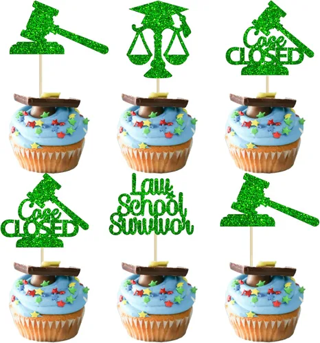Vista 8 de Gyufise 24 piezas Adornos para pastel de graduación 2026 con purpurina negra, clase de 2026, adornos para magdalenas con gorra de graduación