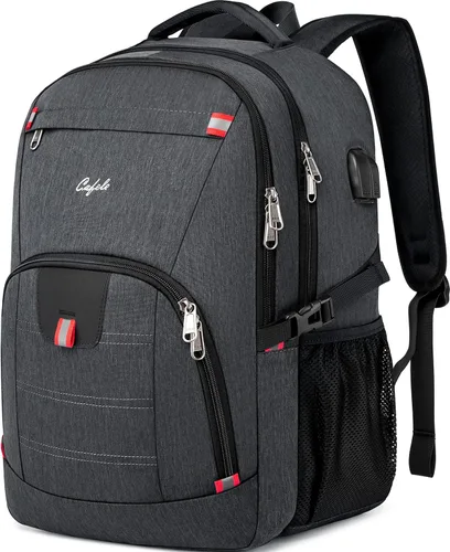 Vista 12 de Mochila para portátil de 17.3 pulgadas, mochila grande para computadora con puerto de carga USB, mochila resistente al agua y resistente