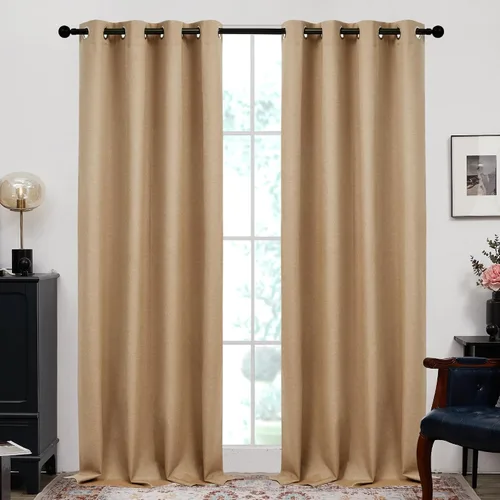 Vista 25 de Deconovo - Cortinas opacas 100% ligeras de lino sintético para dormitorio, cortinas térmicas aisladas para reducir el ruido para comedor, sala