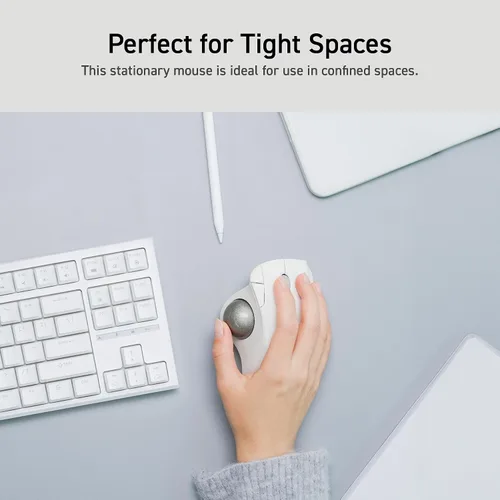 Vista 7 de ELECOM Diseño ergonómico y cómodo Trackball IST Bluetooth 5.3, seguimiento suave con rodamiento de bolas rubí, bola de 1.41 pulgadas, control