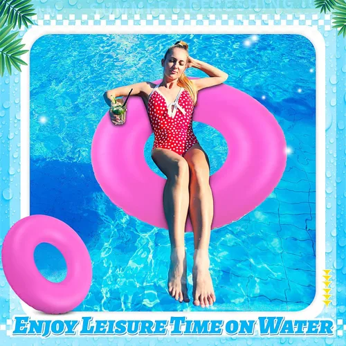 Vista 3 de Civaner 12 flotadores inflables para piscina, tubos de natación de neón de 35 pulgadas para adultos, flotadores de piscina a granel para playa