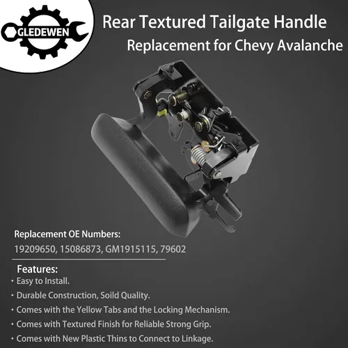 Vista 3 de Manija de puerta trasera Gledewen, compatible con Chevy Avalanche 1500 2500 Pickup 2002-2006, textura exterior trasera, Reemplazo# 19209650