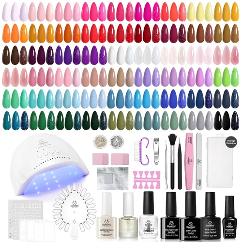Vista 29 de Beetles - Kit de esmalte de uñas de gel con luz UV, 54 piezas, 32 colores A - Multicolor-32-54