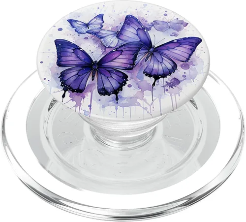 Vista 8 de mariposa estética púrpura mariposas naturaleza azul PopSockets PopGrip intercambiable