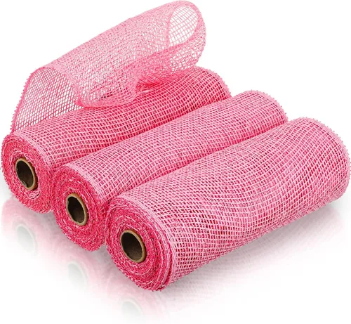 Vista 12 de 3 rollos de malla decorativa de arpillera de poli de 10 pulgadas de ancho, rollos de cinta de malla decorativa de poli para envolver, para Verde