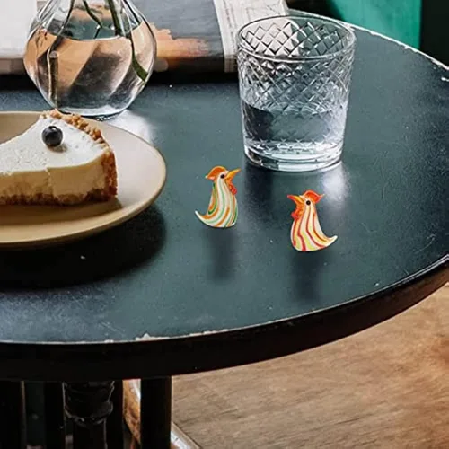 Vista 7 de 4 piezas de escultura de pollo de vidrio soplado a mano, adornos de animales de vidrio, pisapapeles, jardín de hadas, decoración de Pascua