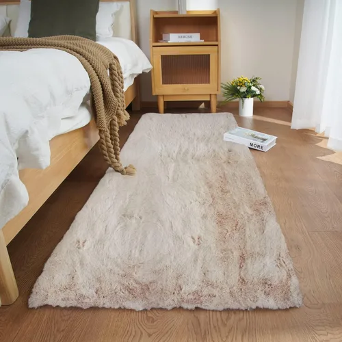 Vista 2 de Ghouse Alfombra ultrasuave de pelo sintético de conejo 2x3, alfombras lavables a máquina para dormitorio, alfombras esponjosas para sala de estar