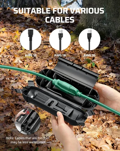 Vista 3 de DEWENWILS [Paquete de 3] Funda de seguridad para cable de extensión para exteriores, caja de conexión eléctrica resistente a la intemperie