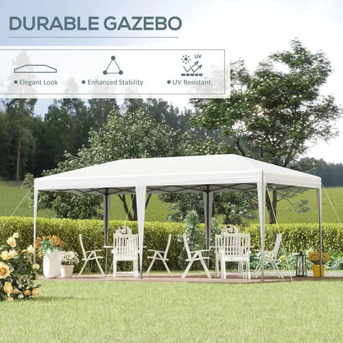 Vista 3 de Toldo Outsunny de fácil armado, blanco, de 3 x 6 metros
