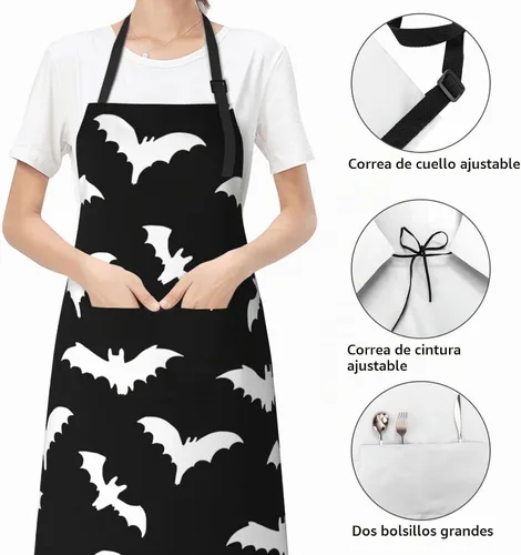 Vista 3 de Perinsto Delantal impermeable con 2 bolsillos delantales de chef de cocina baberos para cocinar hornear pintura jardinería aseo Bates