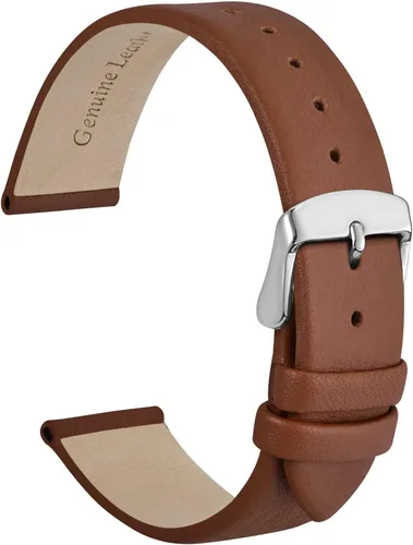 Vista 15 de WOCCI Correa de reloj elegante de 0.315 in de ancho, correa de repuesto de cuero genuino con hebilla dorada (negro)