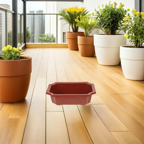 Vista 3 de iplusmile Paquete de 10 macetas de entrenamiento de bonsái de 7 pulgadas con orificio de drenaje, macetas de árbol bonsái, maceta para jardín al
