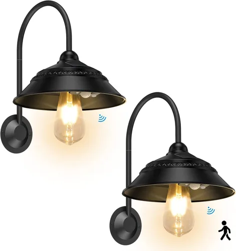 Vista 8 de Luz solar de granero para exteriores con 3 modos de iluminación y apliques de pared con sensor de movimiento, luces rústicas de gallinero, luz