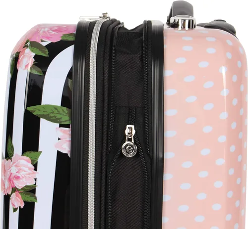 Vista 6 de Betsey Johnson Maleta rígida de equipaje de 3 piezas con ruedas giratorias (20 pulgadas, 26 pulgadas, 30 pulgadas) (talla única, puntal flamenco)..