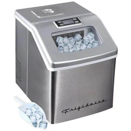 Vista 9 de Frigidaire Máquina de hielo EFIC452, máquina de hielo de acero inoxidable para encimera con ventana transparente, máquina de cubitos de hielo Negro
