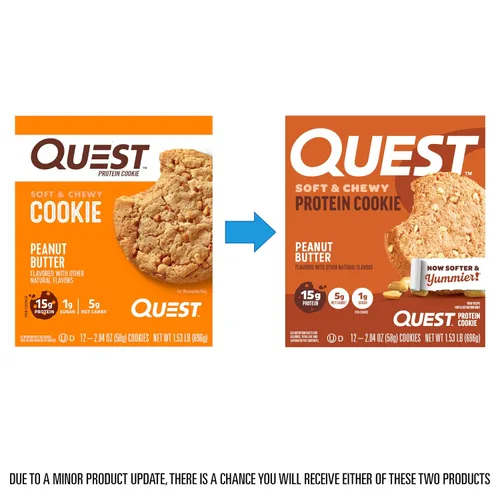 Vista 2 de Quest Nutrition Galleta de proteínas de mantequilla de cacahuete, 15g de proteínas, 1g de azúcar, 5g de carbohidratos netos, apta para dieta Keto