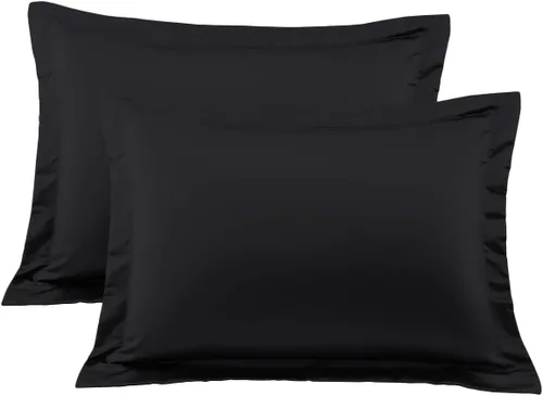 Vista 9 de Euro Sham Covers - Juego de 2 fundas de almohada de 24 x 24 pulgadas, color negro, 600 hilos, 100% algodón egipcio, paquete de 2 fundas de almohada
