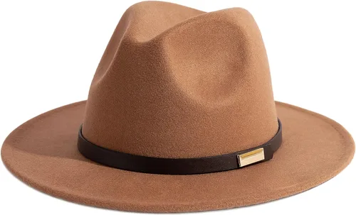 Vista 90 de Sombreros Fedora para hombre, sombrero Panamá de ala ancha con cinturón clásico Unisex Felt Fedora, Adjustable Fit, Breathable Sweatband, All-Day