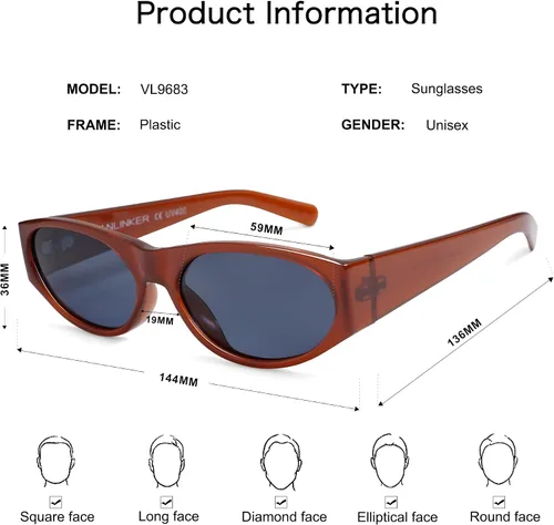 Vista 4 de VANLINKER Gafas de sol polarizadas retro pequeñas ovaladas ojo de gato para mujer y hombre, sombras de ojo de gato estrechas y delgadas de los años