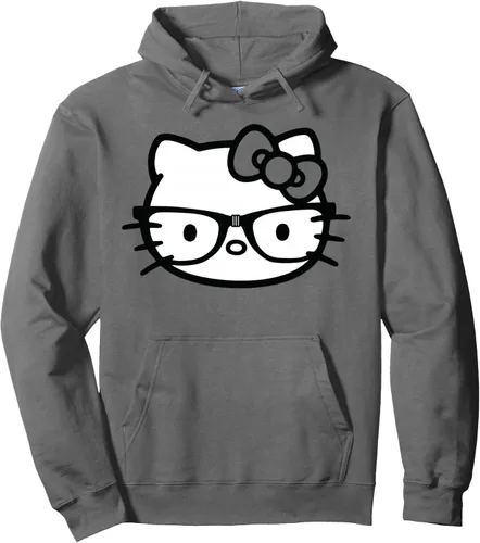 Vista 9 de Hello Kitty Sudadera con capucha de gafas nerd en blanco y negro