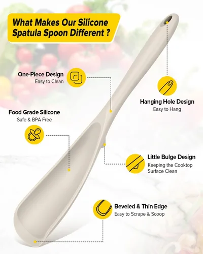 Vista 2 de BUNDLEPRO Cucharas de cocina de silicona para utensilios de cocina Caqui