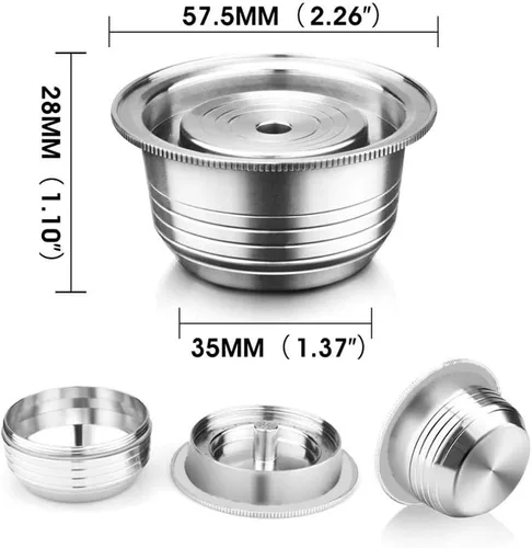 Vista 5 de Cápsula de café reutilizable, vaina de café rellenable de acero inoxidable para preparar espresso 230ML/8OZ, cápsula de metal V-ertuoline compatible