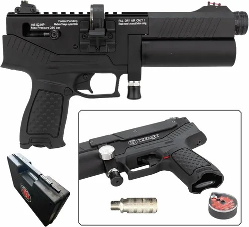 Vista 4 de Hatsan Velox PCP Pistola de aire semiautomática de pellets, hasta 620 FPS, hasta 20 julios, hasta 12 RDS, con estuche rígido Wearable4U + pellets +