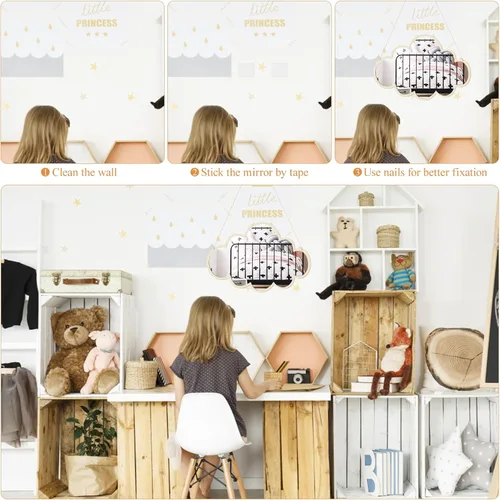 Vista 8 de FOMIYES Espejo de nube de madera: decoración de pared nórdica estilo para la habitación de los niños - Diseño ligero y seguro para dormitorio