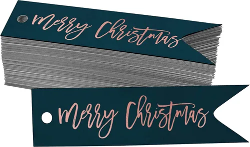Vista 39 de Etiquetas colgantes con texto en inglés «Merry Christmas» para botellas de papel de aluminio, paquete de 50 unidades Aqua Blue