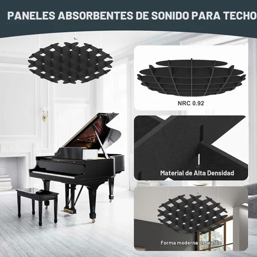 Vista 3 de Acoustic Ceiling Panels Sound Absorbing Panels, Hexagon Black Hexágono negro